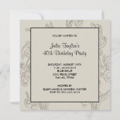 Schwarz-weiß Swirl 40. Geburtstag Party Einladung (Rückseite)