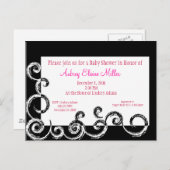 Schwarz-Weiß-Swirl-Babydusche Einladung (Vorne/Hinten)