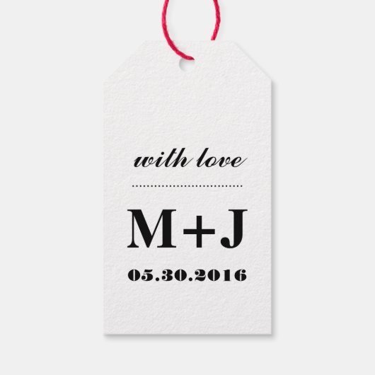 Schwarz-weiß Swirl Gastgeschenk Hochzeit Danke, Ge Geschenkanhänger (Rückseite)