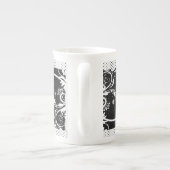 Schwarz-Weiß-Swirl-Geblüht Knochen-China Tasse (Rückseite)