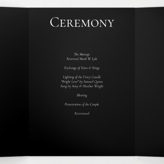 Schwarz-weiß Swirl Gothic Wedding Dreifach-gefaltete Programmkarte (Innenseite Mitte)