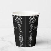 Schwarz-weiß Swirl Gothic Wedding Pappbecher (Rechts)