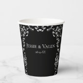 Schwarz-weiß Swirl Gothic Wedding Pappbecher (Vorderseite)