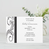 Schwarz-Weiß-Swirl Quinceañera Einladung (Stehend Vorderseite)