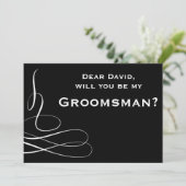 Schwarz-Weiß-Swirt wird mein Trauzeuge sein Einladung (Stehend Vorderseite)