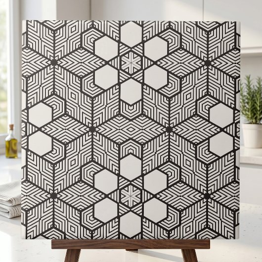Schwarz-Weiß-Symmetrische Geometrie Fliese