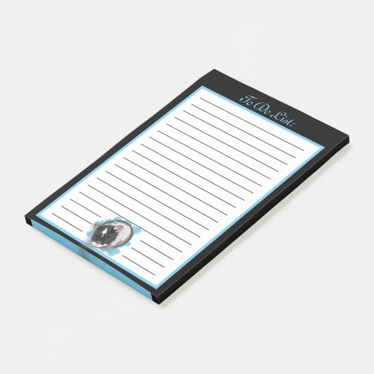 Schwarz-Weiß-syrischer Pet-Hamster zu erledigen Post-it Klebezettel (angewinkelt)