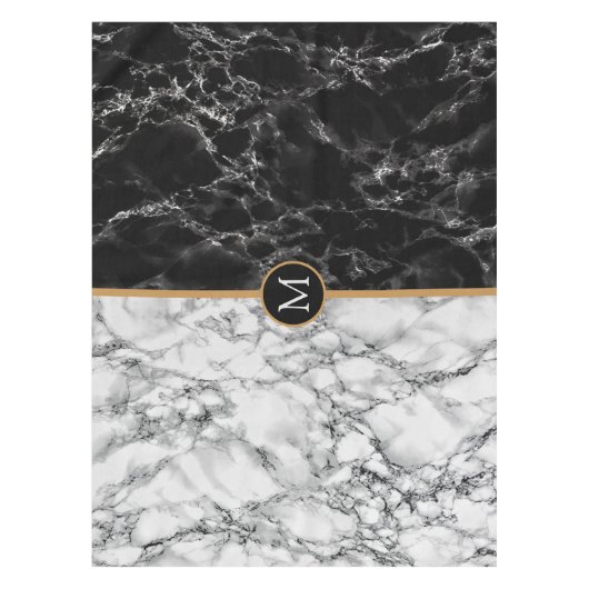 Schwarz-Weiß-Tablette mit individuellem Buchstaben Tischdecke (Vorderseite)