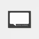 Schwarz-Weiß-Talk-Blase mit einfachem Namen Post-it Klebezettel (Vorderseite)