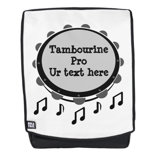 Schwarz-Weiß-Tambourine Rucksack (Vorderseite)