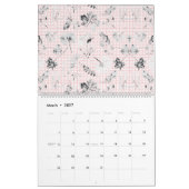 Schwarz-Weiß-Tapete mit schönem Blatt Kalender (Mär 2027)