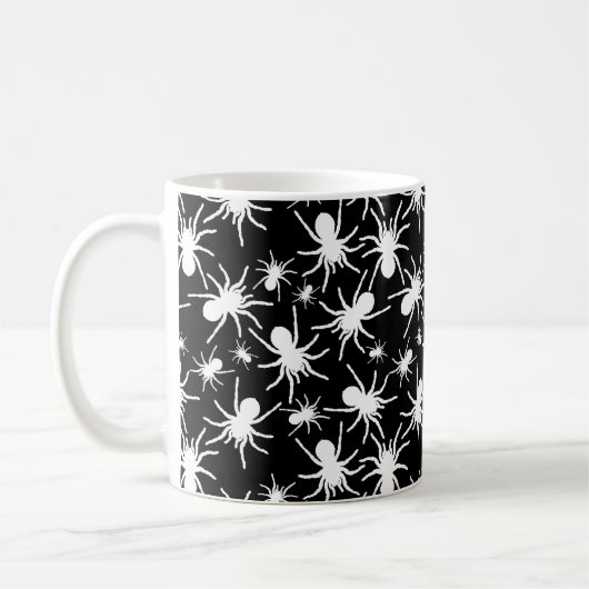 Schwarz-Weiß-Tarantula-Spinnenmuster Kaffeetasse (Links)