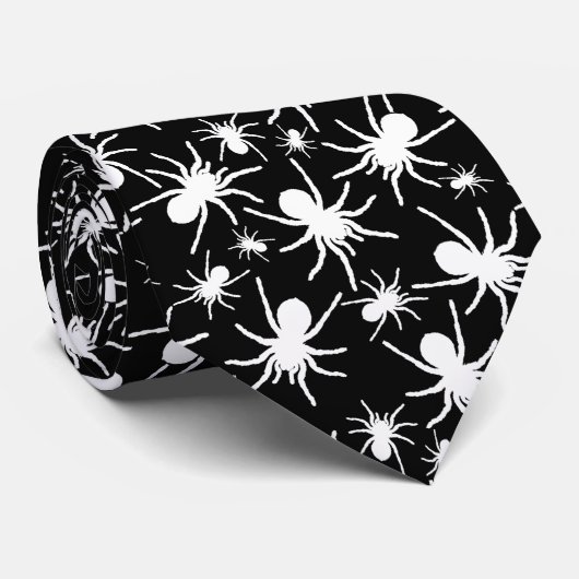 Schwarz-Weiß-Tarantula-Spinnenmuster Krawatte (Gerollt)