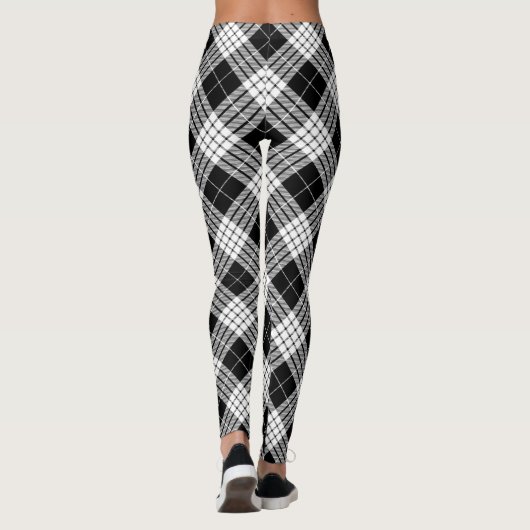 Schwarz & Weiß Tartan Chic Stilvolles Kariertes Mu Leggings (Rückseite)