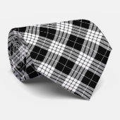 Schwarz & Weiß Tartan Chic Stilvolles Muster Krawatte (Gerollt)