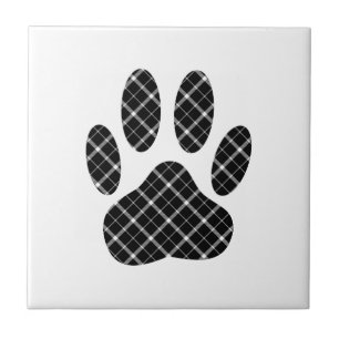 Schwarz-Weiß-Tartan-Hundepflaster Fliese