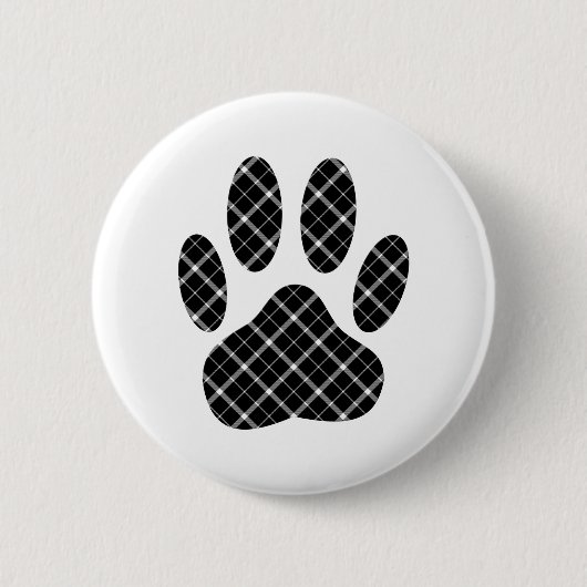 Schwarz-Weiß-Tartan-Hundpfeife drucken Button (Vorderseite)