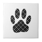 Schwarz-Weiß-Tartan-Hundpfeife drucken Fliese (Vorderseite)