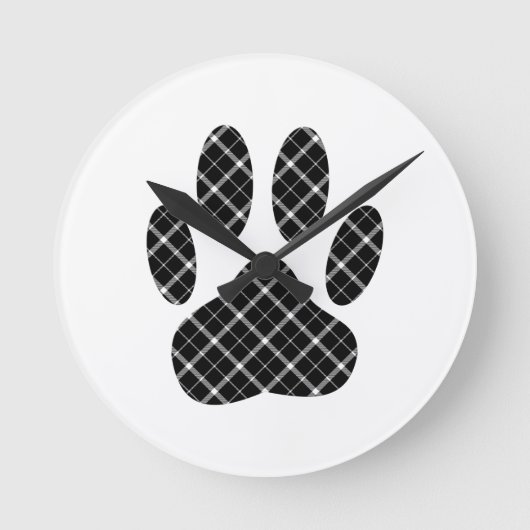 Schwarz-Weiß-Tartan-Hundpfeife drucken Runde Wanduhr (Vorderseite)