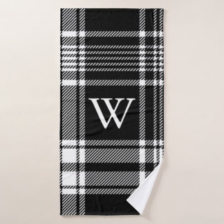 Schwarz-Weiß-Tartan-Kariert Badhandtuch Set