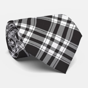Schwarz-Weiß-Tartan-Karo-Gingham-Muster Krawatte