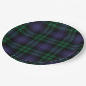 Schwarz-Weiß-Tartan, Karo Pappteller (Schrägansicht)