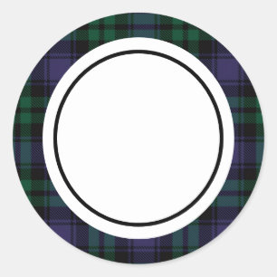 Schwarz-Weiß-Tartan, Karo Runder Aufkleber