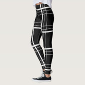 Schwarz-Weiß-Tartan-Muster Leggings (Links)