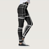 Schwarz-Weiß-Tartan-Muster Leggings (Rechts)