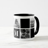 Schwarz-Weiß-Tasse für Collage Monogram Tasse (VorderseiteRechts)