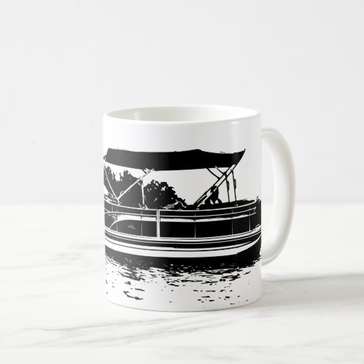 Schwarz-Weiß-Tasse für Pontoon-Booteigner Kaffeetasse (VorderseiteRechts)