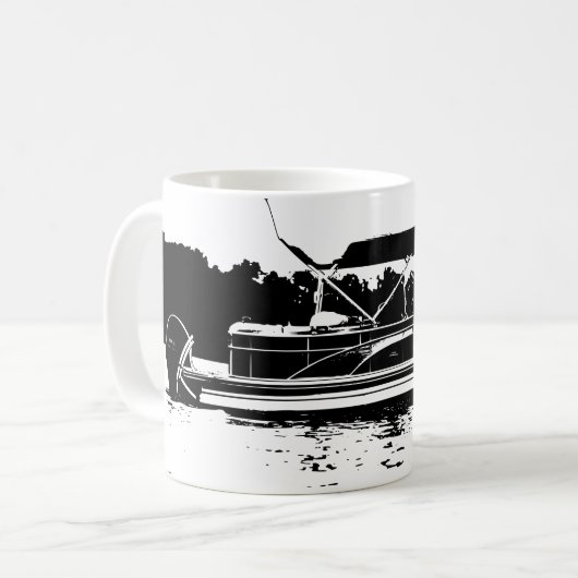 Schwarz-Weiß-Tasse für Pontoon-Booteigner Kaffeetasse (Vorderseite Links)