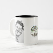 Schwarz-Weiß-Tasse mit Karikatur von Art Hofmann Zweifarbige Tasse (Vorderseite Links)