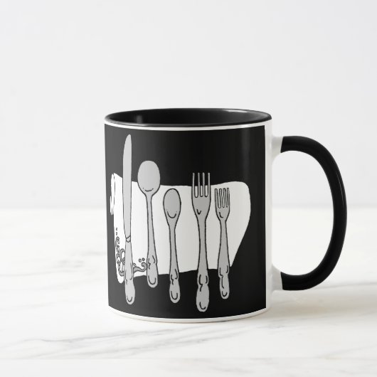 Schwarz-Weiß-Tasse zum Abendessen Tasse (Rechts)