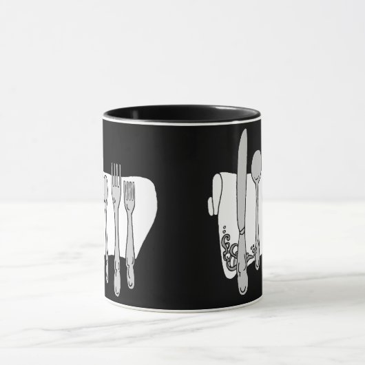 Schwarz-Weiß-Tasse zum Abendessen Tasse (Zentrum)