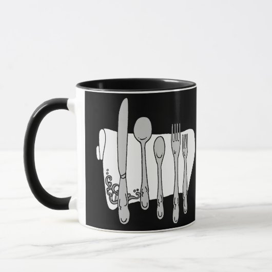 Schwarz-Weiß-Tasse zum Abendessen Tasse (Links)