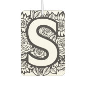 Schwarz-Weiß-Tätowierfarben-Blume Monogramm Autolufterfrischer (Vorderseite)