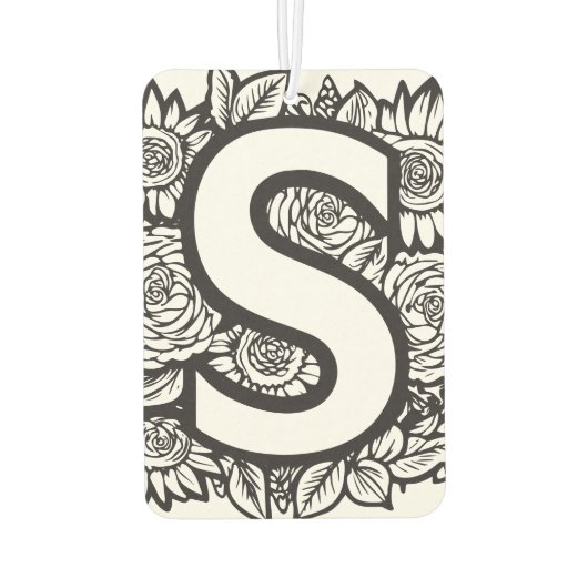 Schwarz-Weiß-Tätowierfarben-Blume Monogramm Autolufterfrischer (Rückseite)