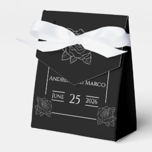 Schwarz-Weiß-Tätowierung-Rosen-Hochzeitseinladung Geschenkschachtel