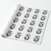 Schwarz-Weiß-Tattoo-Art Design Geschenkpapier (Ungerollt)