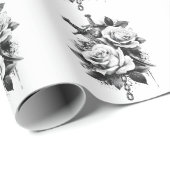 Schwarz-Weiß-Tattoo-Art Design Geschenkpapier (Rolleneckpunkt)