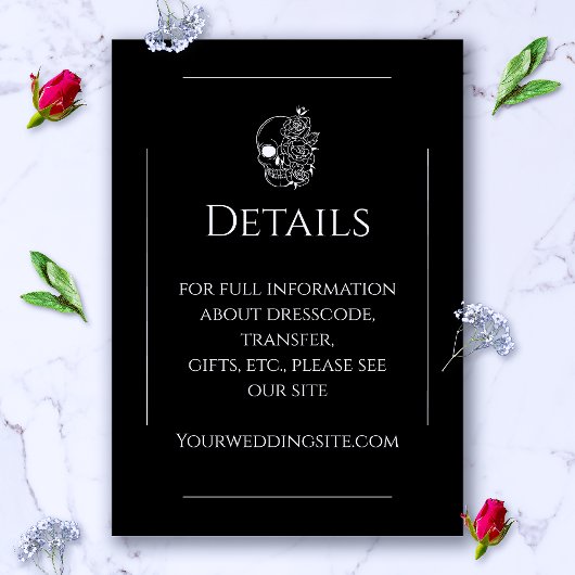 Schwarz-Weiß Tattoo Elegante Gotische Hochzeit Begleitkarte