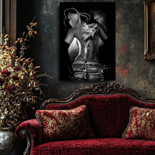 Schwarz-Weiß-Tattoo Poster