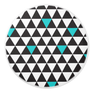 Schwarz Weiß Teal Türkis Geometrische Dreiecke Keramikknauf