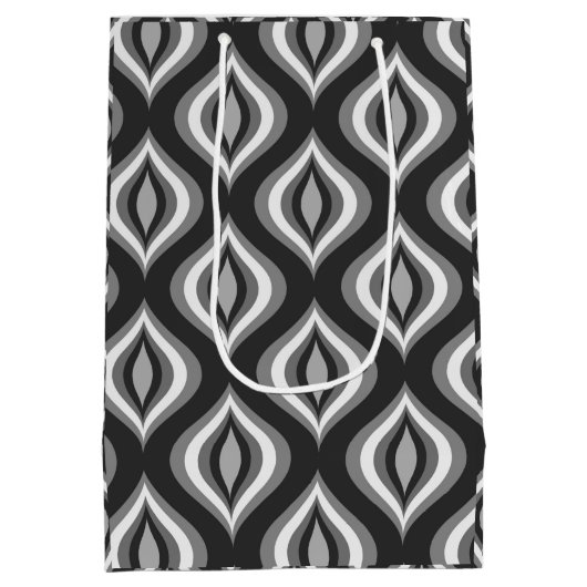 Schwarz-Weiß-Teardrops Modernes geometrisches Must Mittlere Geschenktüte (Rückseite)