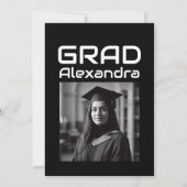 Schwarz-Weiß-Tech-Abschlussfeier-Foto Einladung (Vorderseite)