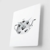 Schwarz-Weiß-Teekanne Quadratische Wanduhr (Winkel)