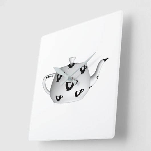 Schwarz-Weiß-Teekanne Quadratische Wanduhr (Winkel)