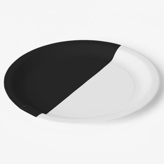 Schwarz-Weiß-Teilung Halbpension Chic-Party Pappteller (Schrägansicht)