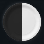 Schwarz-Weiß-Teilung Halbpension Chic-Party Pappteller<br><div class="desc">Anpassen für jedes Ereignis.</div>